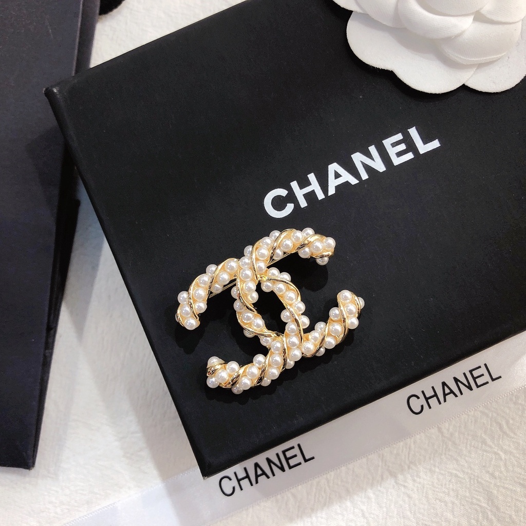 Ghim Cài Áo Hình Chữ C Đính Ngọc Trai Giả Thời Trang