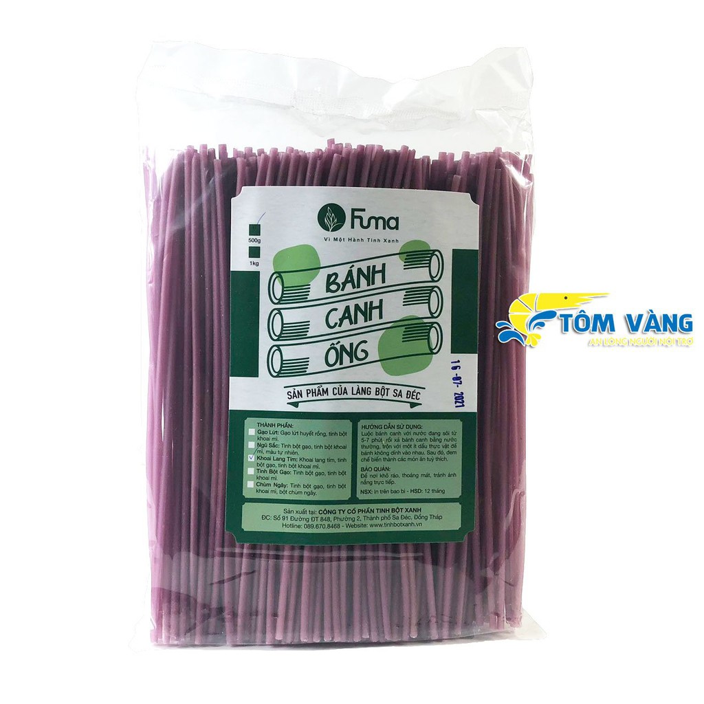 Bánh canh ống khoai lang tím FUMA gói 500gr, ăn kiêng giảm cân - Tôm Vàng