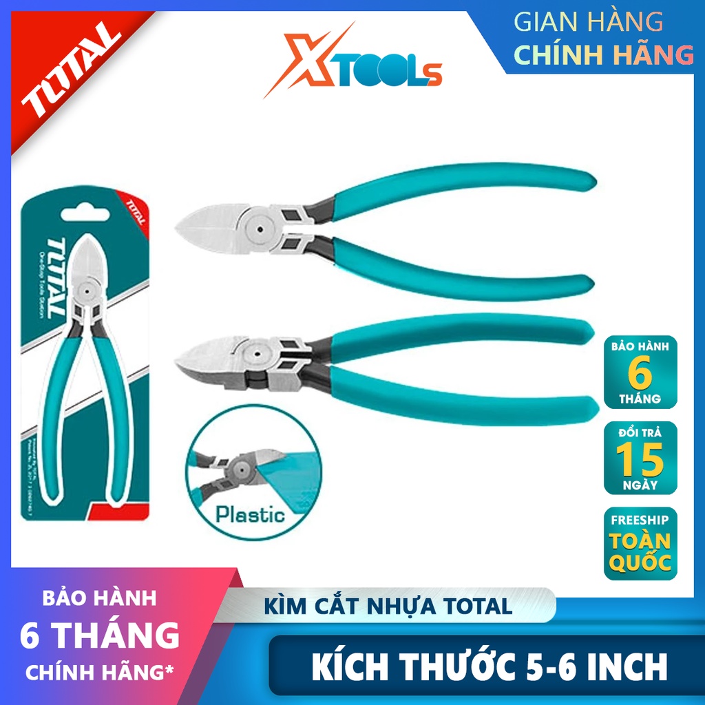 Kìm cắt nhựa Total | Kềm cắt nhựa Kích thước: 6&quot;/ 160mm Đầu kềm mạ đen bóng, dùng để cắt các loại vật liệu bằng nhựa [CH