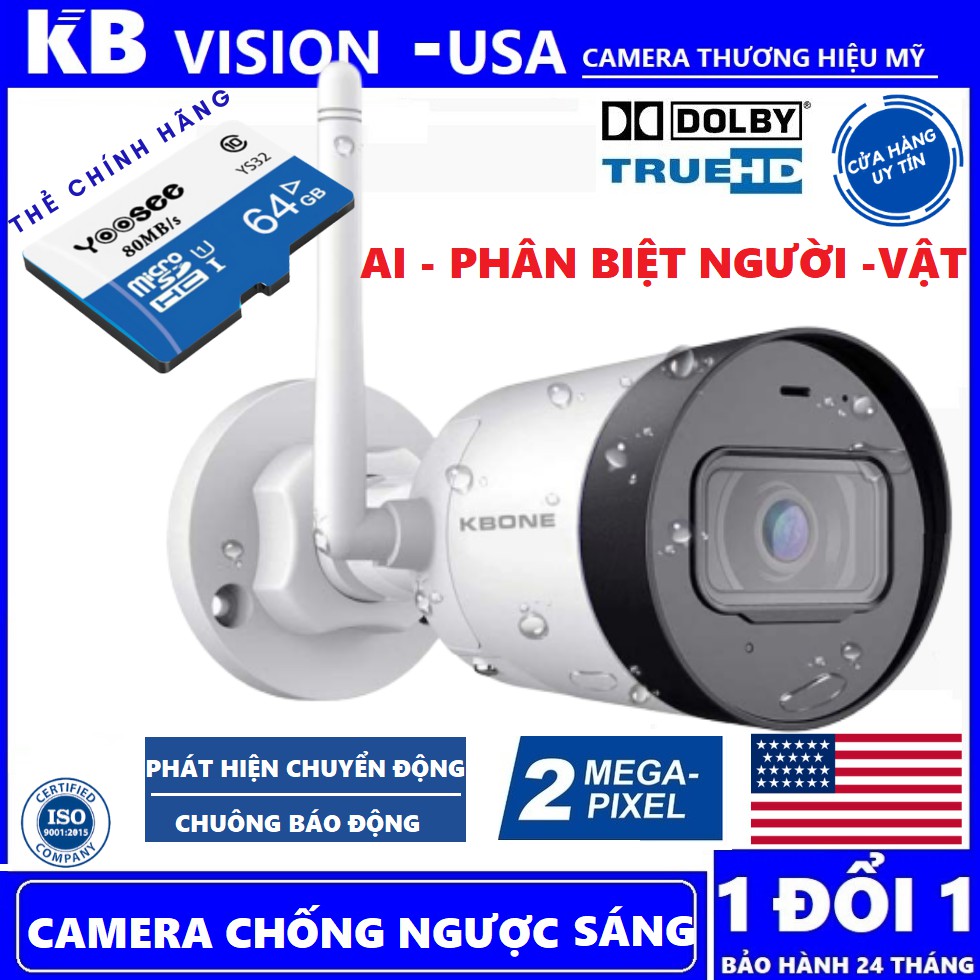 Camera Ngoài Trời  KBONE KN-2001WN Chính Hãng - Tiếng Việt  - Báo Động Chuẩn - Bảo Hành Chính Hãng  24 Tháng