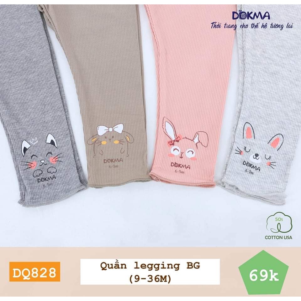 Quần legging cho bé gái thu đông Dokma quần dài sale 6M-3Y DQ828