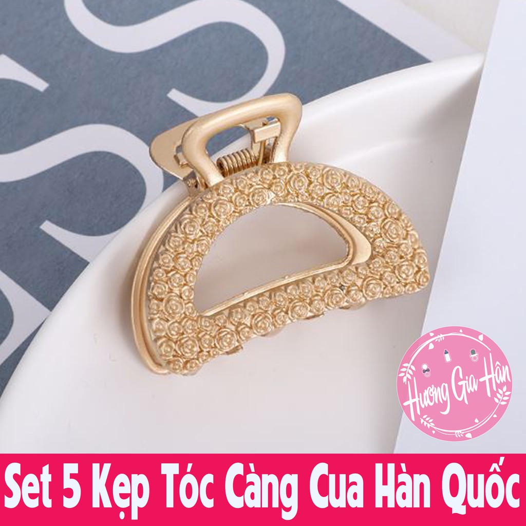 Set 5 Kẹp Tóc Càng Cua Hàn Quốc Màu Vàng Hot Trend Siêu Xinh Cute - Bộ 5 Món Kẹp Tóc, Sét Cặp Tóc