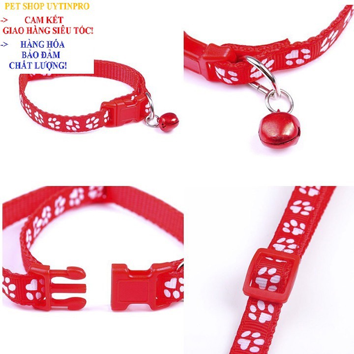 VÒNG CỔ LỤC LẠC CHO PET THÚ CƯNG CHÓ MÈO Dưới 5kg In hình bàn chân Chất liệu dù - Pet shop Uytinpro