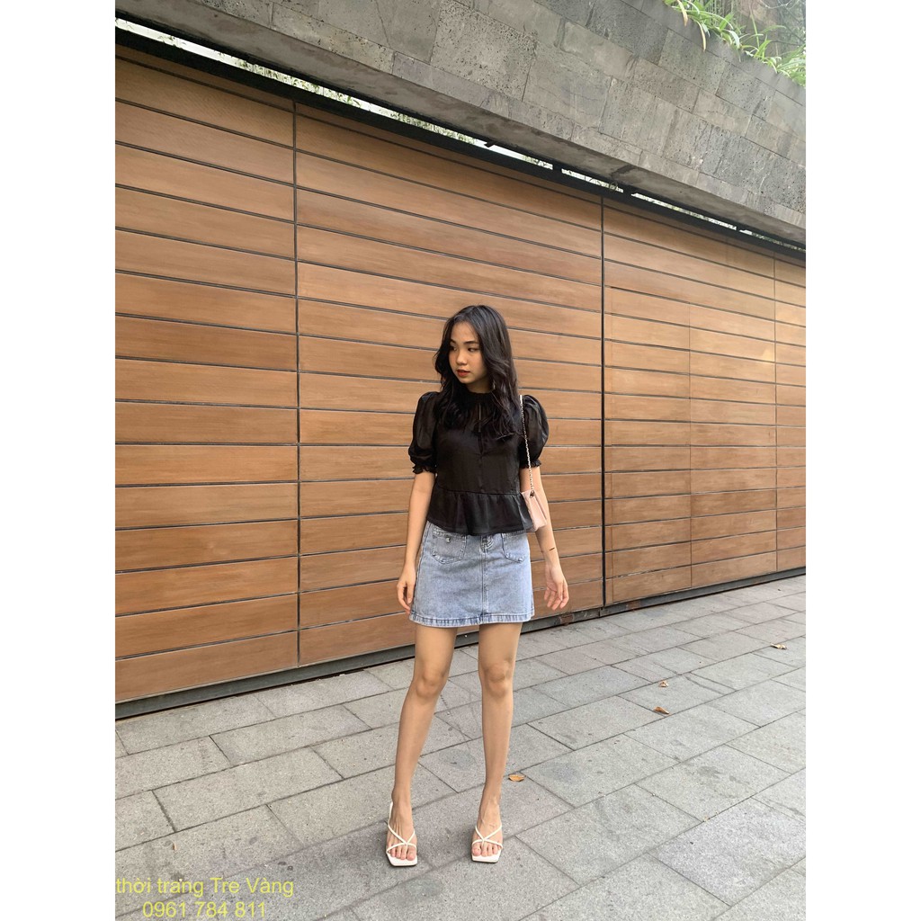 áo voan cổ dún bèo