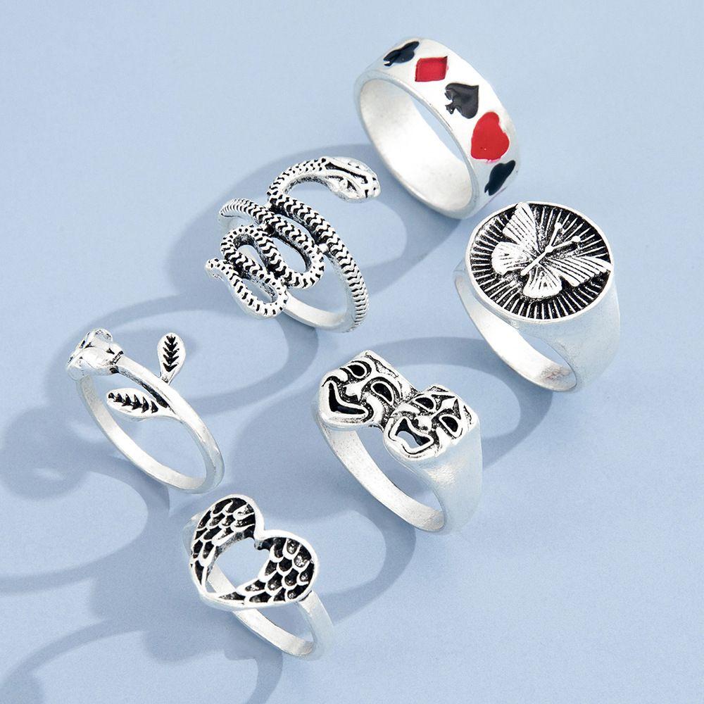 Set 6 Nhẫn Đeo Khớp Ngón Tay Kim Loại Thời Trang Nữ