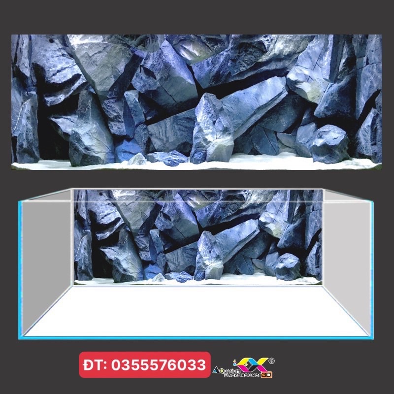Tranh 3D dán hồ cá mẫu vách đá siêu đẹp và nét, có keo sẵn trên bề mặt, đa dạng kích thước