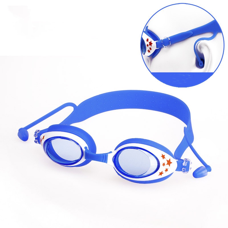 Kính Bơi Chuyên Nghiệp Bằng Silicon Tự Nhiên Chống Sương Mù Không Thấm Nước Kèm Nút Tai Kiểu Hoạt Hình Dễ Thương Cho Bé
