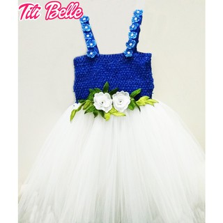 Váy tutu xanh dương có hoa [Titi Belle]