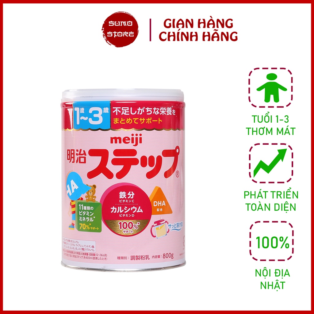 Sữa Meiji lon 1- 3 tuổi 800g hàng Nhật Bản nội địa, giúp bé phát triển toàn diện, Sumo Store