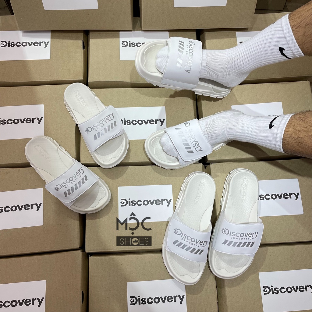 [CHÍNH HÃNG] Dép quai dán DISCOVERY - màu *White/Silver* - CODE: DXLP2101N WHS