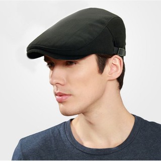 Mũ Beret đen phối quai da cho nam