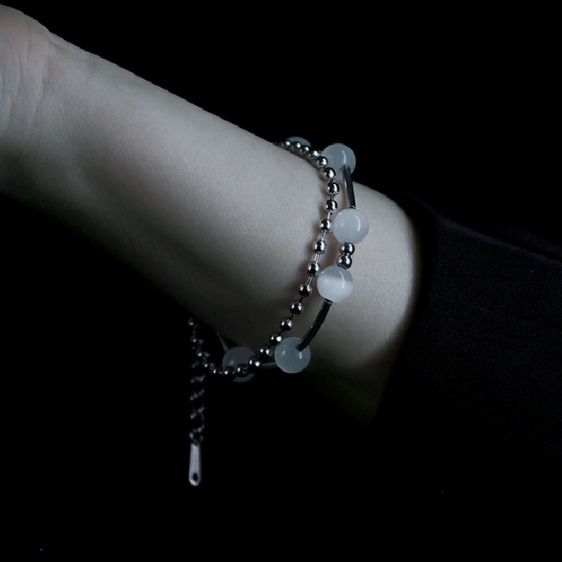 Vòng Tay Chuỗi Hạt Tròn Hai Lớp Phong Cách Hàn Quốc