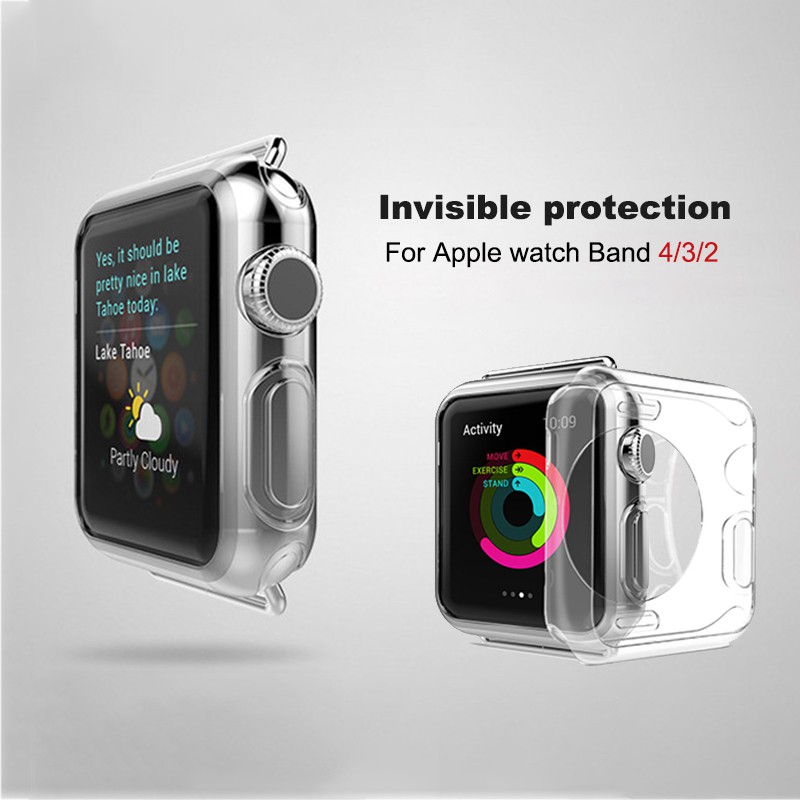 Vỏ Tpu Trong Suốt Bảo Vệ Màn Hình Đồng Hồ Thông Minh Apple Watch 4 3 2 1 360 42mm 40mm 44mm