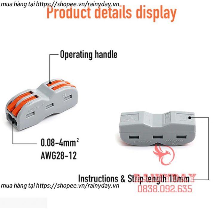 Đầu khớp cút cầu nối nhanh dây điện siêu nhanh siêu tiện lợi 2P 2 đầu 4 cổng an toàn thông minh