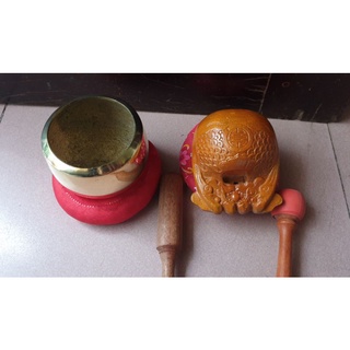 Chuông VN, mõ lõi mít đặc biệt tiếng êm dùi bọc cao su đk 9cm, 10cm