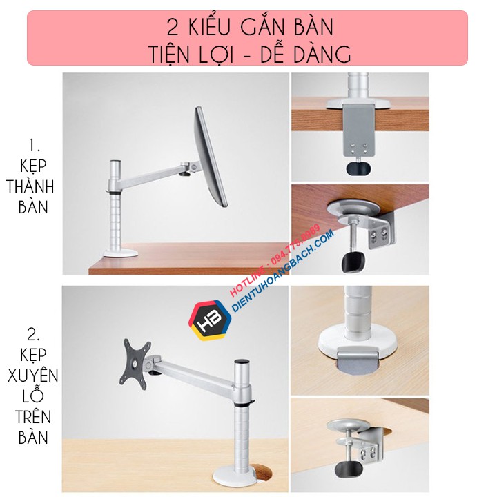 GIÁ TREO MÀN HÌNH OA 3S 17 - 27 INCH – HỢP KIM NHÔM CAO CẤP [HƠN TAY TREO MÀN HÌNH NB F80 - NB H80 - NB H100]