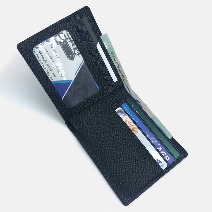 Ví Da Nam Cosmos Saffiano Bóp Da Cao Cấp Chống Thấm Nước Unisex Nam Nữ HEKI