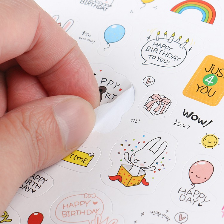 Vỉ 02 Tờ Sticker Hàn Quốc Happy Day Siêu Đáng Yêu