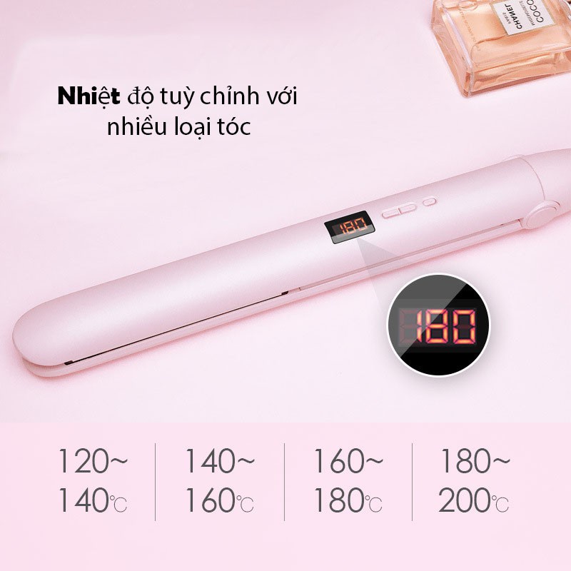 Máy duỗi tóc ép thẳng tóc tạo kiểu thẳng xoăn đa năng có ion âm, đèn hồng ngoại bảo vệ tóc tối đa- Tích hợp ion âm
