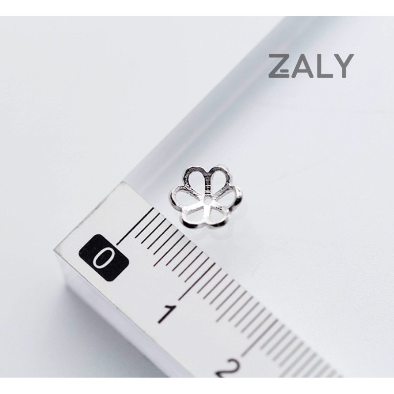 Charm bạc đế ốp hạt, đài 8 cánh hoa CC11 zaly - Bạc S925