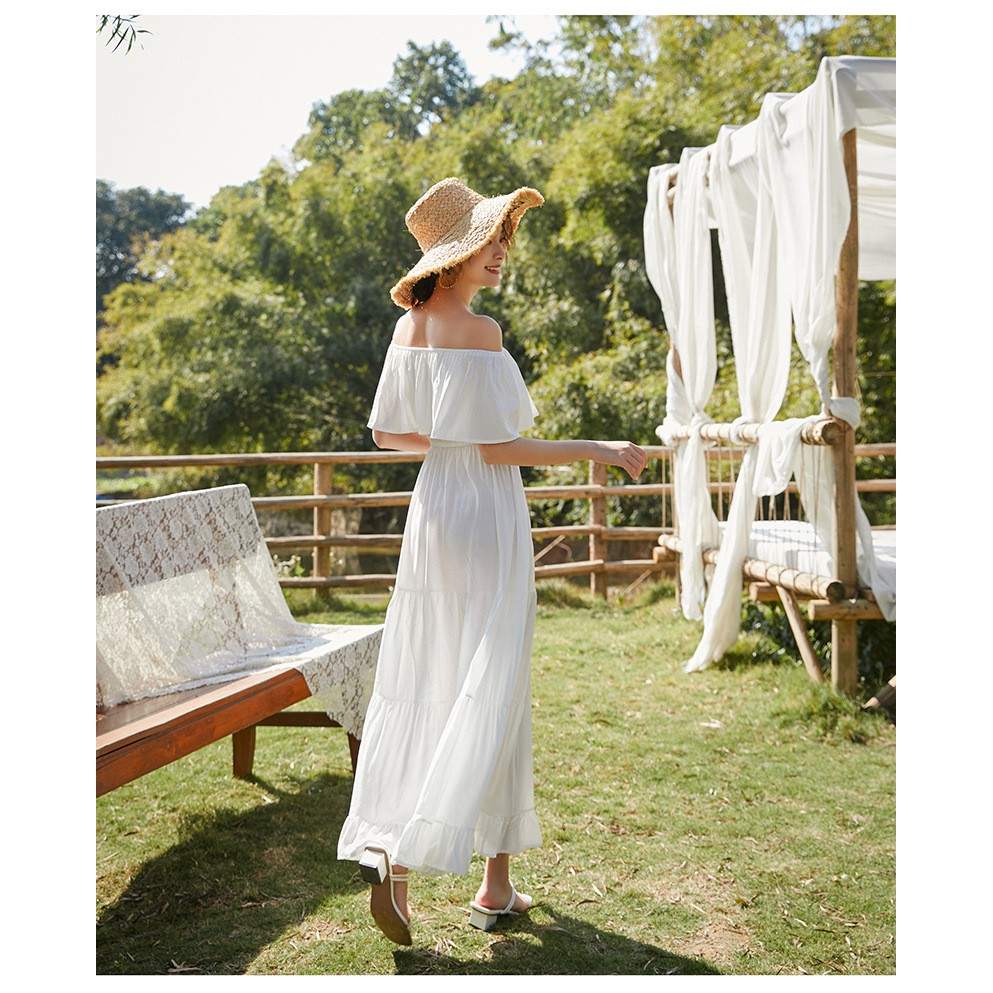 (Sẵn)Váy Maxi Trễ Vai Đi Biển 3 Tầng | BigBuy360 - bigbuy360.vn