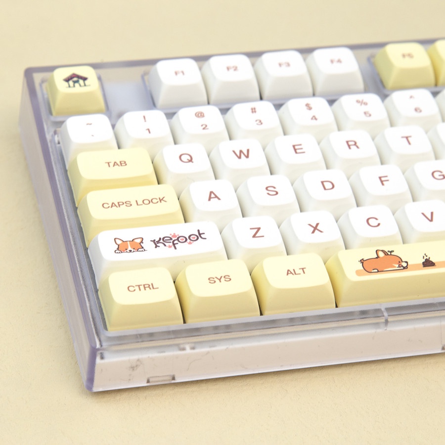 136 Phím Corgi Keycap XDA Hồ sơ Hình thú dễ thương PBT Thuốc nhuộm phụ Bàn phím cơ học Keycaps