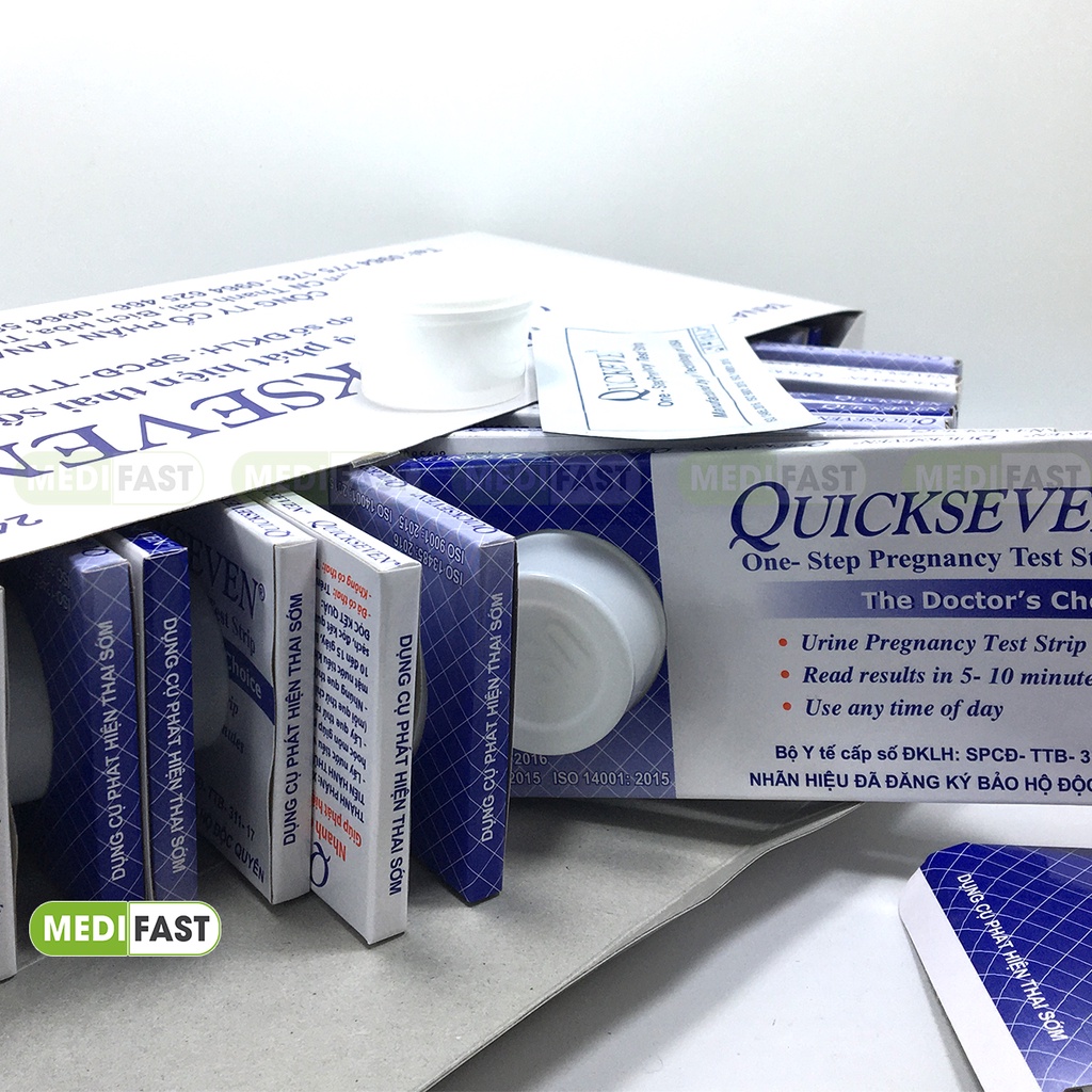 Que thử thai Quickseven - Nhanh, chính xác - giao hàng kín đáo, che tên - Hộp 24 que test