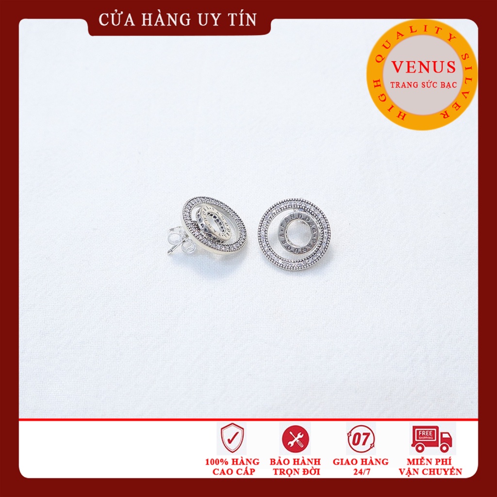 [Hàng cao cấp] Bông tai bạc 925 tròn 2 vòng- Trang sức bạc Venus