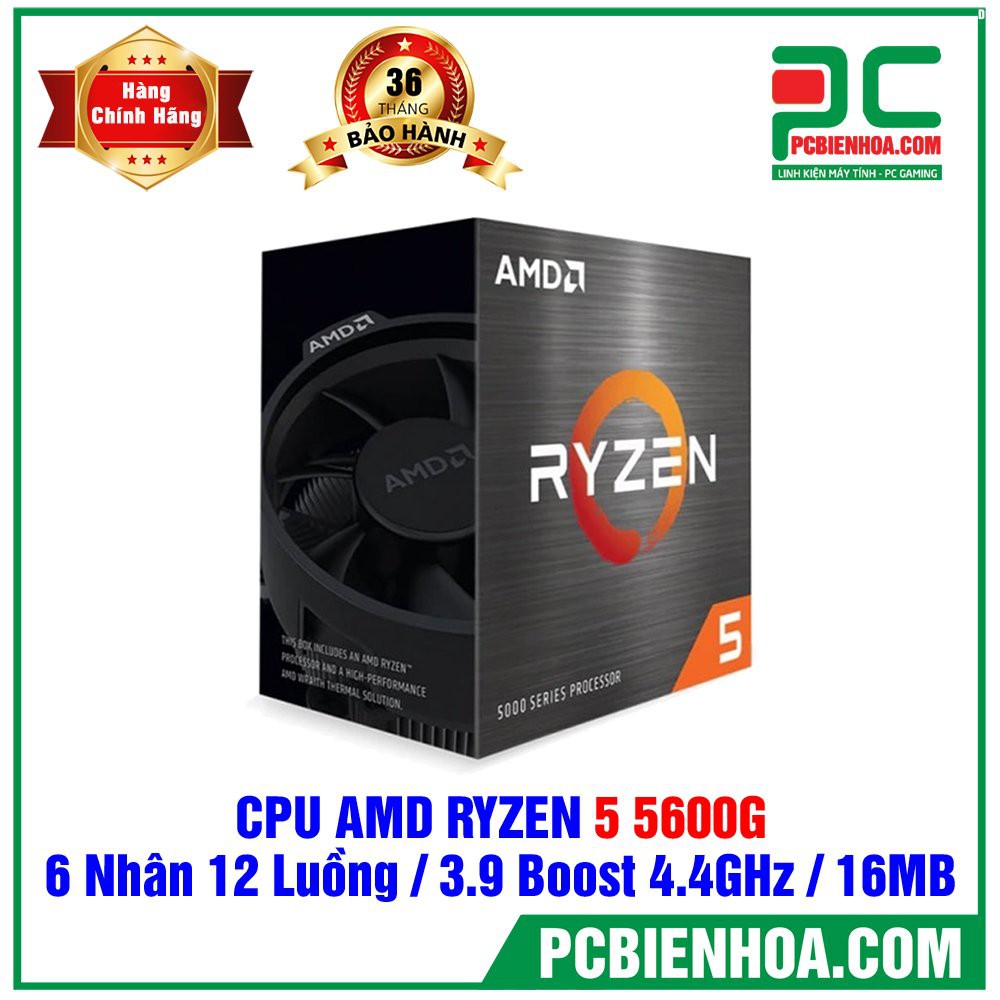 CPU AMD RYZEN 5 5600G ( 6 CORES / 12 THREAD | 3.9GHZ BOOST 4.4GHZ | 16MB CACHE | PCIE 3.0 | TDP 65W)