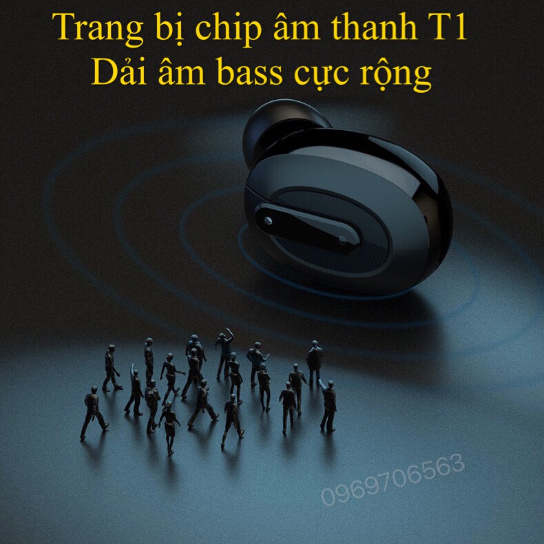 Tai Nghe Bluetooth Không Dây Mini Pin Trâu T1 PRO BASS Kèm Dock Sạc Có thể Sạc Cho Điện Thoại | BigBuy360 - bigbuy360.vn