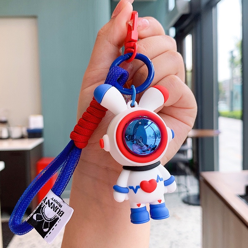 Móc Khoá Phi Hành Gia Tai Thỏ Bụng Tim A22, Móc Chìa Khoá Balo/ Túi/ Xe Phi Hành Gia Xinh Xắn