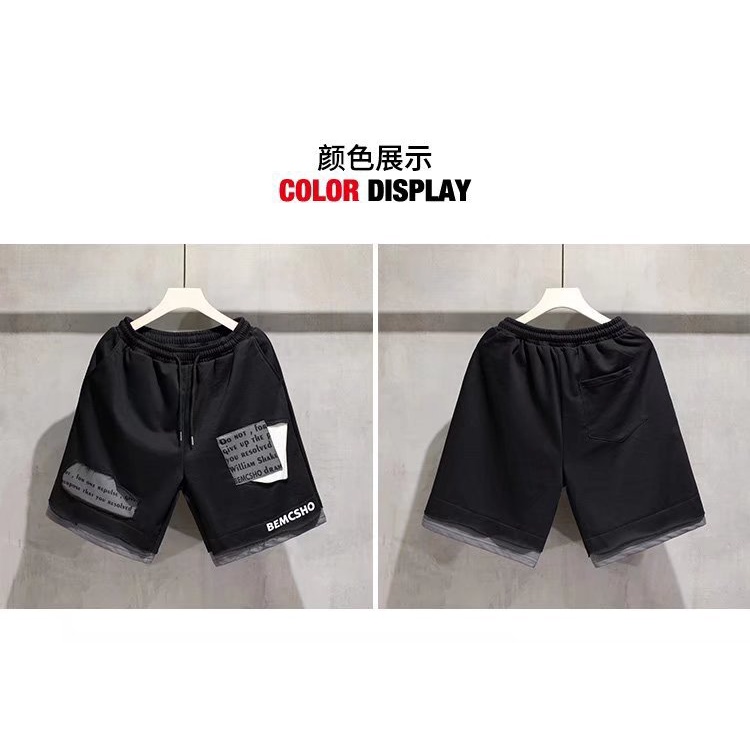 Quần Short Thể Thao Giả Hai Lớp Dáng Rộng Phong Cách Hip Hop Thời Trang Mùa Hè Cho Nam