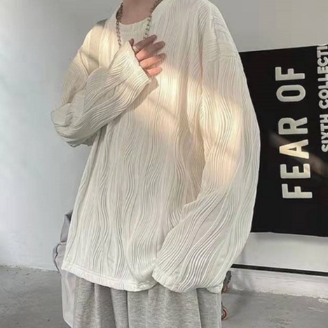 Áo thun  tay dài nữ cổ tròn dáng rộng màu sắc đơn giản phong cách Hàn Quốc cho nam áo thun cổ tròn 2022 thời trang bigsize áo kiểu tay dài