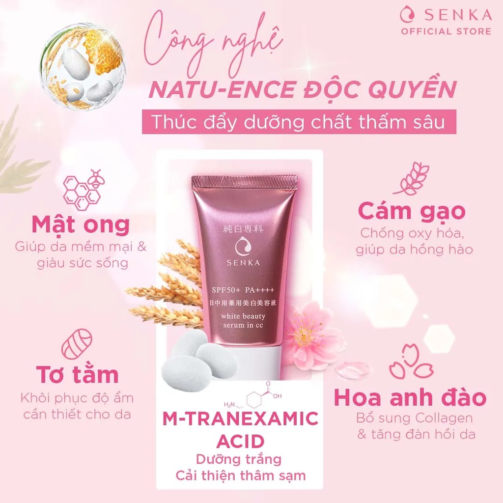 [HB Gift] Chống nắng serum 3 trong 1 Senka White Beauty CC 40g