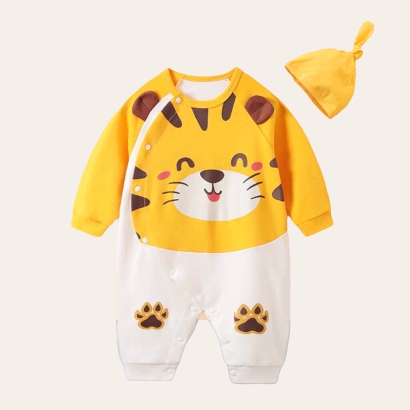 Bodysuit hình động vật dễ thương kèm mũ cho bé