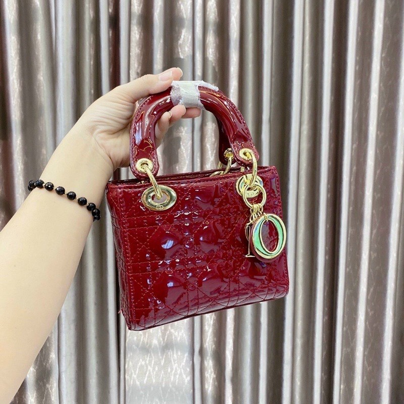 Túi D Da Bóng Tag Vàng Mini Size 17