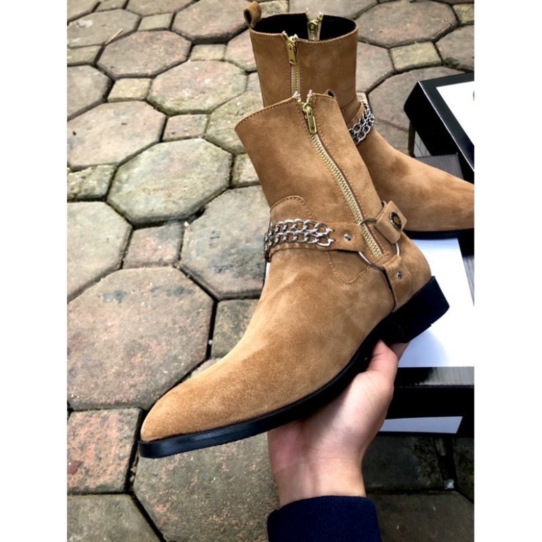 Giày Harness Boots cao cổ thời trang nam chất liệu da lộn đế độn 3.5cm | BigBuy360 - bigbuy360.vn