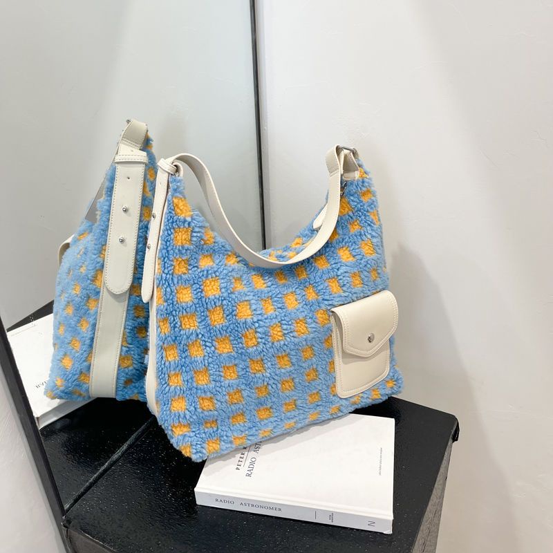 Túi Đeo Vai Bằng Vải Jacquard Phối Lông Thời Trang Thu Đông Dễ Phối Đồ Cho Nữ