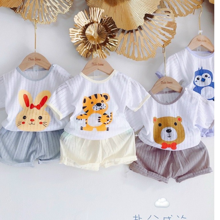 Bộ cotton giấy cài vai Mẫu Mới cho bé sơ sinh 3-14kg - 𝐁𝐎𝟐