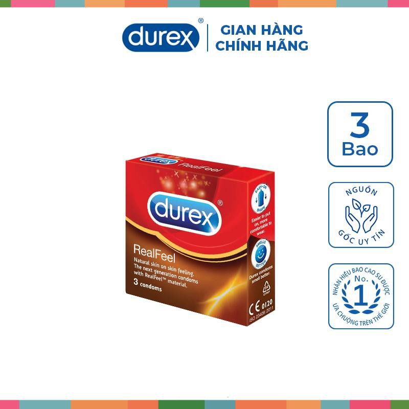 [àng Chất Lượng] Bao cao su Durex Real Feel 3 bao