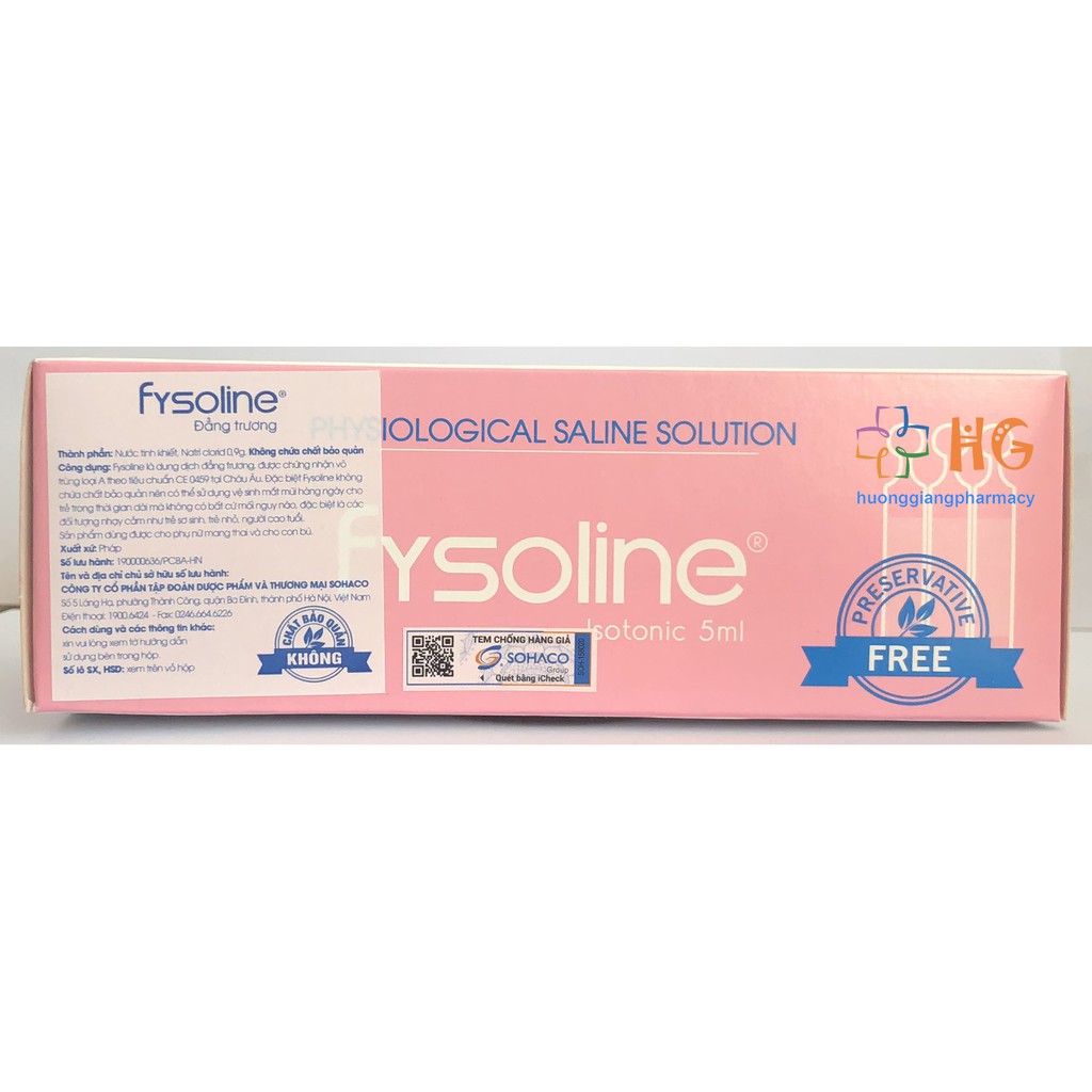 Fysoline Isotonique 5ml - Nước muối sinh lý số 1 của Pháp (Hộp 40 ống)