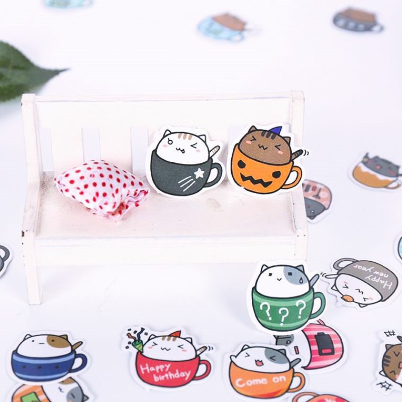 Sticker Set 20 Miếng Cắt Sẵn Hình Trứng Lười, Mèo và Hoạt Hình Cute