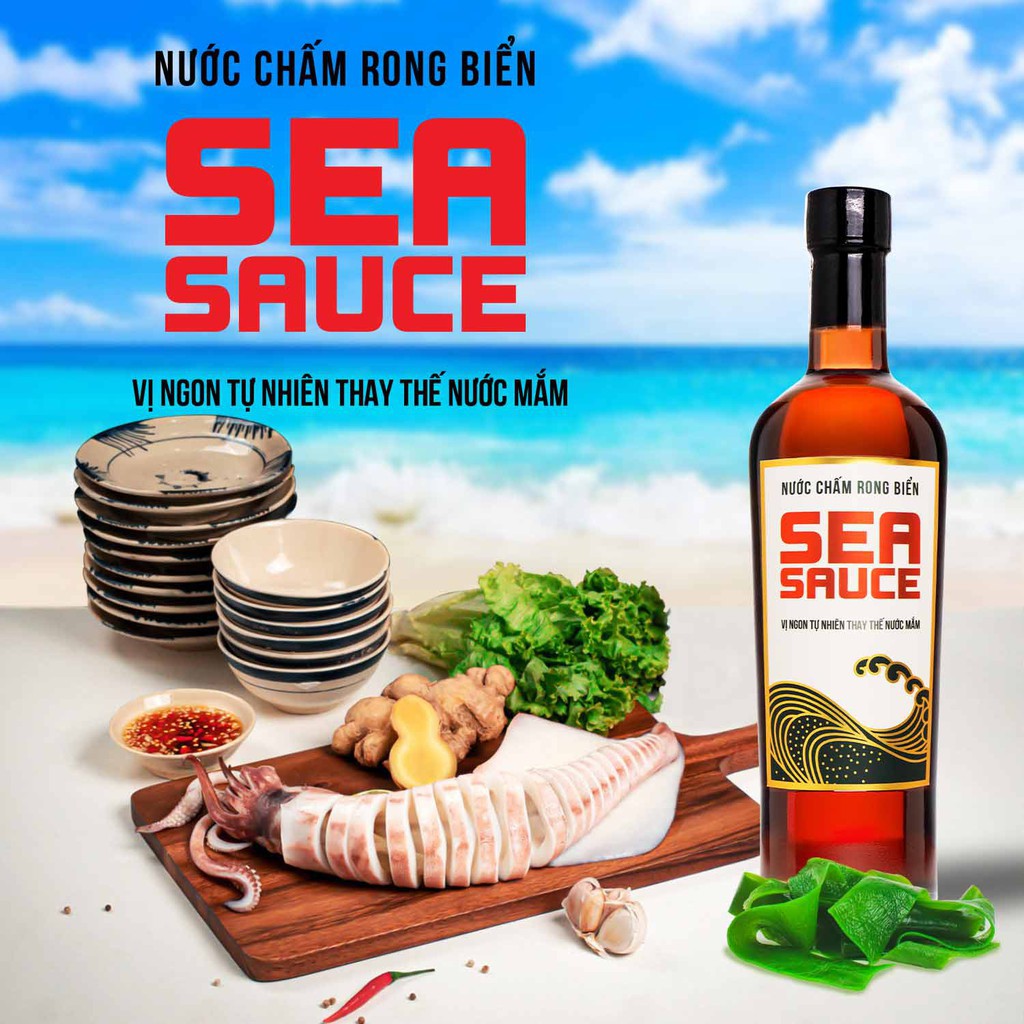 Nước chấm Rong Biển Sea Sauce chai thủy tinh 500ml vị ngon tự nhiên thay thế nước mắm rong biển đậu nành thơm dứa