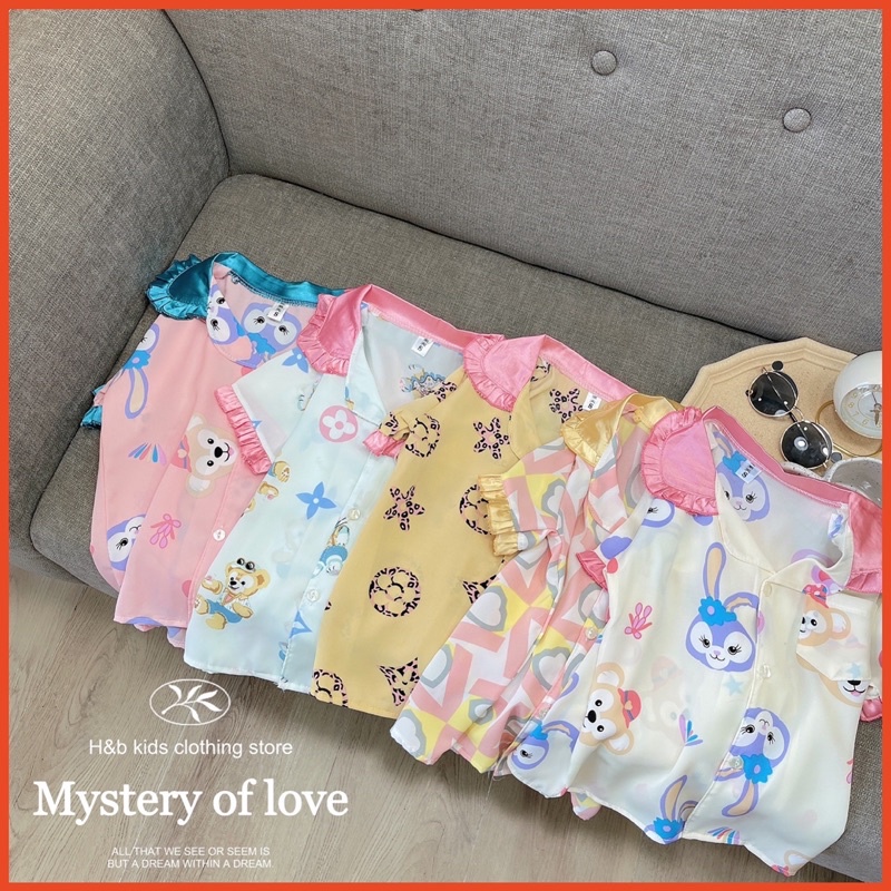 Bộ pijama cộc lụa mango mềm mịn thoáng mát cho bé gái, đồ bộ size nhỡ bé gái