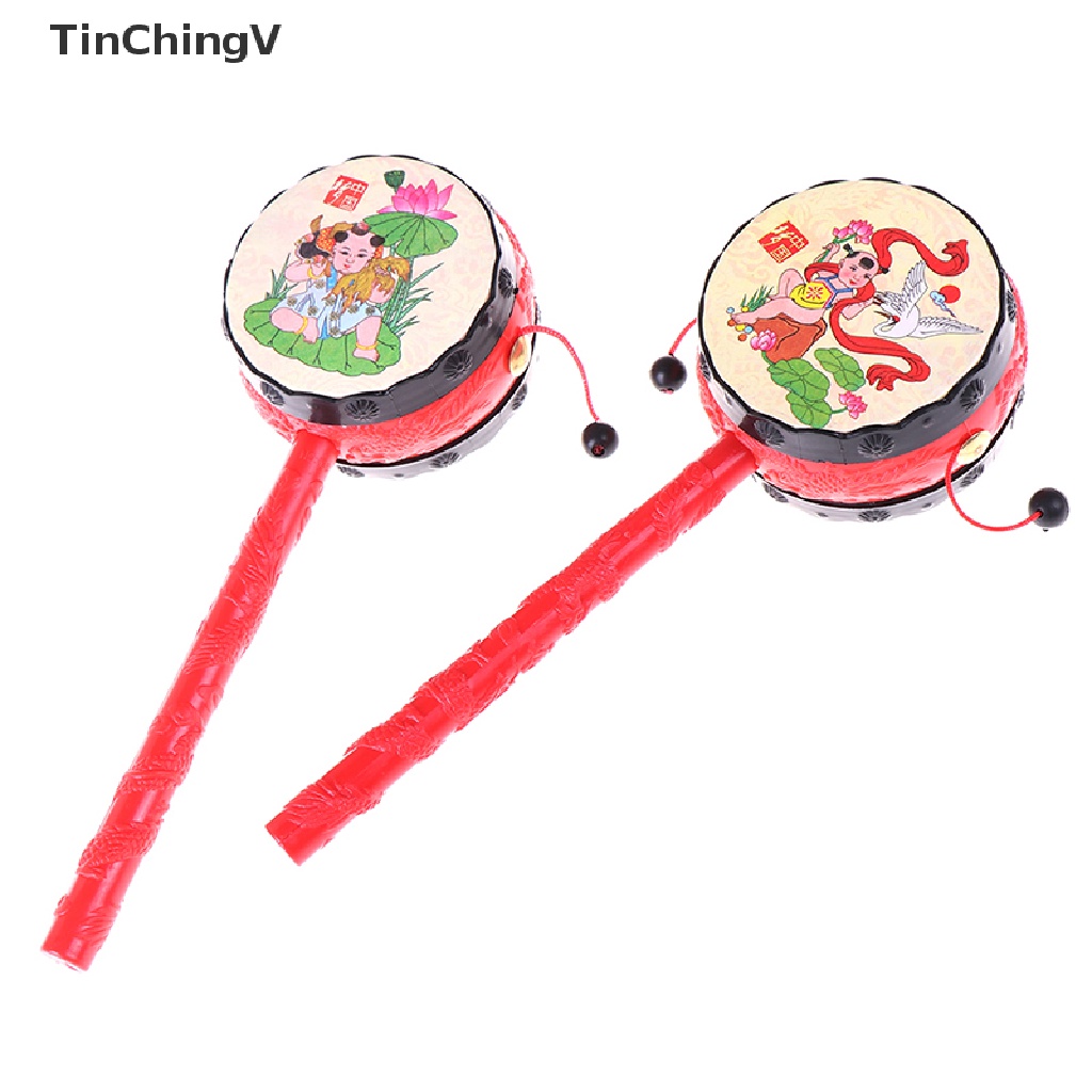 1 Đồ Chơi Trống Lục Lạc Cầm Tay Kiểu Hoạt Hình Trung Hoa Truyền Thống Cho Bé