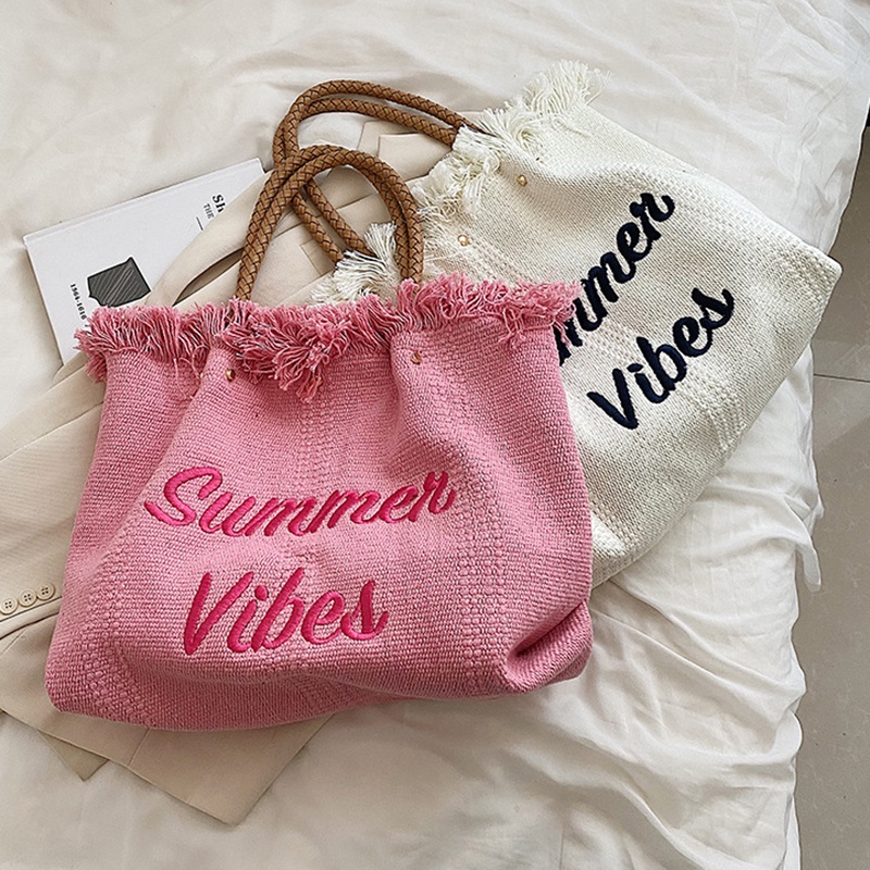 Túi đeo vai IELGY vải canvas cỡ lớn in chữ thời trang cho nữ