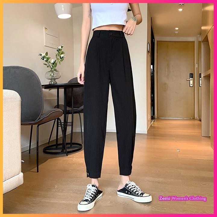 Quần Baggy Nữ 💕 Quần Baggy Ulzzang Ống Cài Khuy Eo Cao