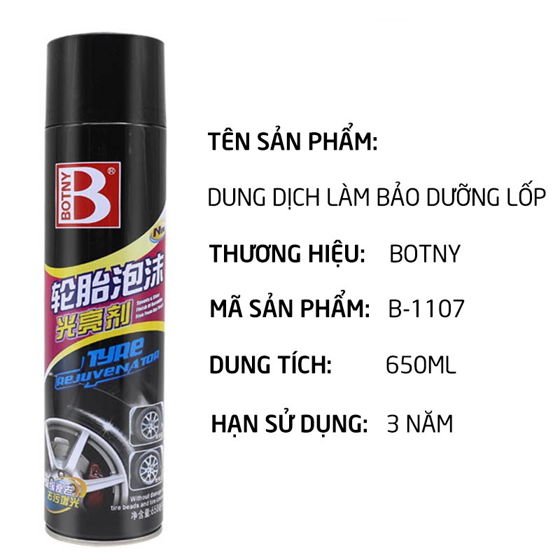 Dung dịch vệ sinh lốp xe,tạo bọt làm sạch,bảo dưỡng mâm,vành bánh ô tô và chăm sóc bảo vệ lốp dung tích 680ml_B-1107