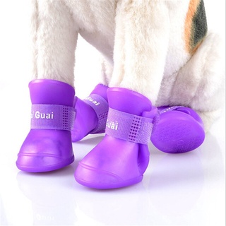 Bộ 4 Giày Boot Silicone Mềm Chống Trượt Chống Nước Cho Thú Cưng