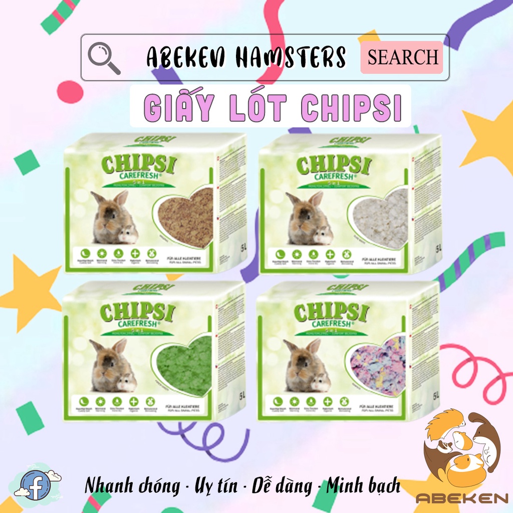 Giấy lót chuồng CHIPSI cho Hamster/ Thỏ/ Bọ/ Nhím/ Sóc 5L